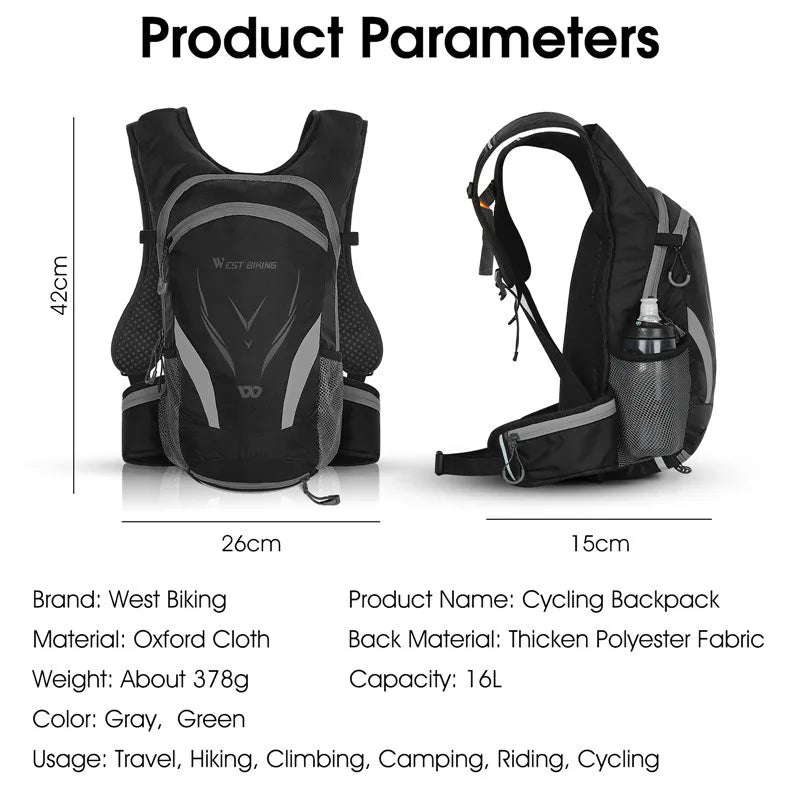16L Cycling Hydration Backpack Waterproof Ultralight Mountaineering Hiking Travel Bike