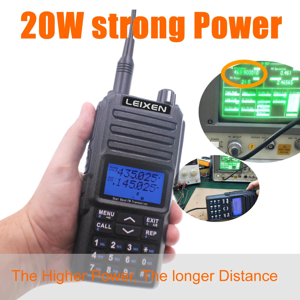 NEW LEIXEN UV-25D Walkie Talkie 20W Dual Band 136-174 & 400-470MHz Radio Long distance Amateur