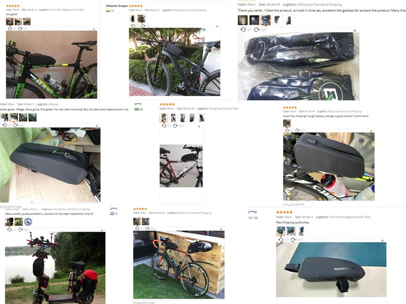 Bicycle Bag Waterproof Cycling Top Front Tube Frame  Large MTB Road Bicycle  Black