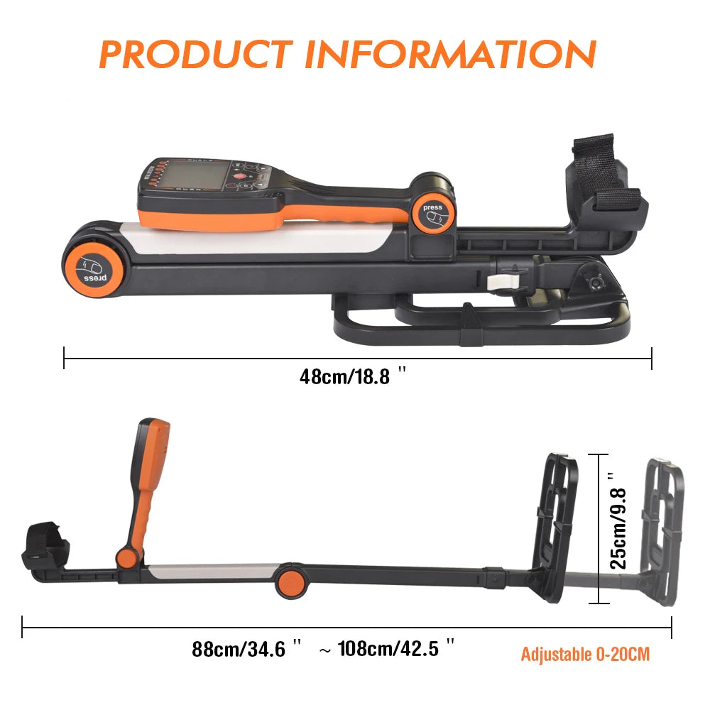 TX-630 Foldable Metal Detector Professional Wtrproof, Adjust, Fold Metal Detectors Accuracy Light