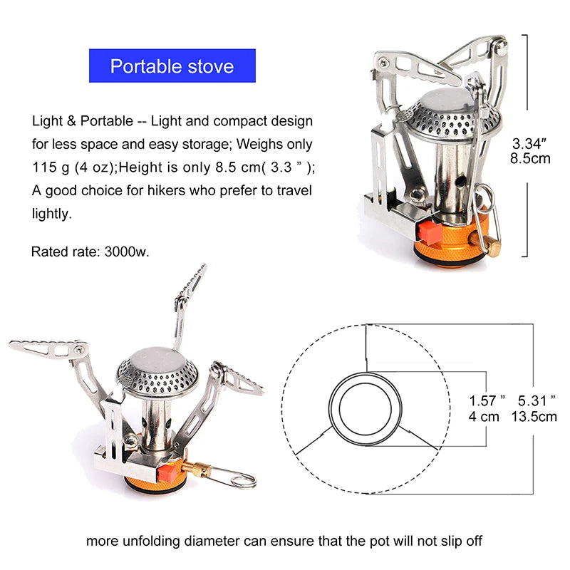 Camping Cookware Set Tableware Burner Stove Folding Knife Fork Portable Pot
