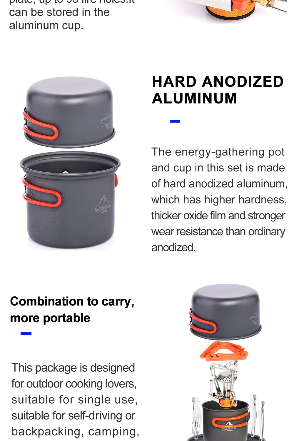 Camping Cookware Set Tableware Burner Stove Folding Knife Fork Portable Pot