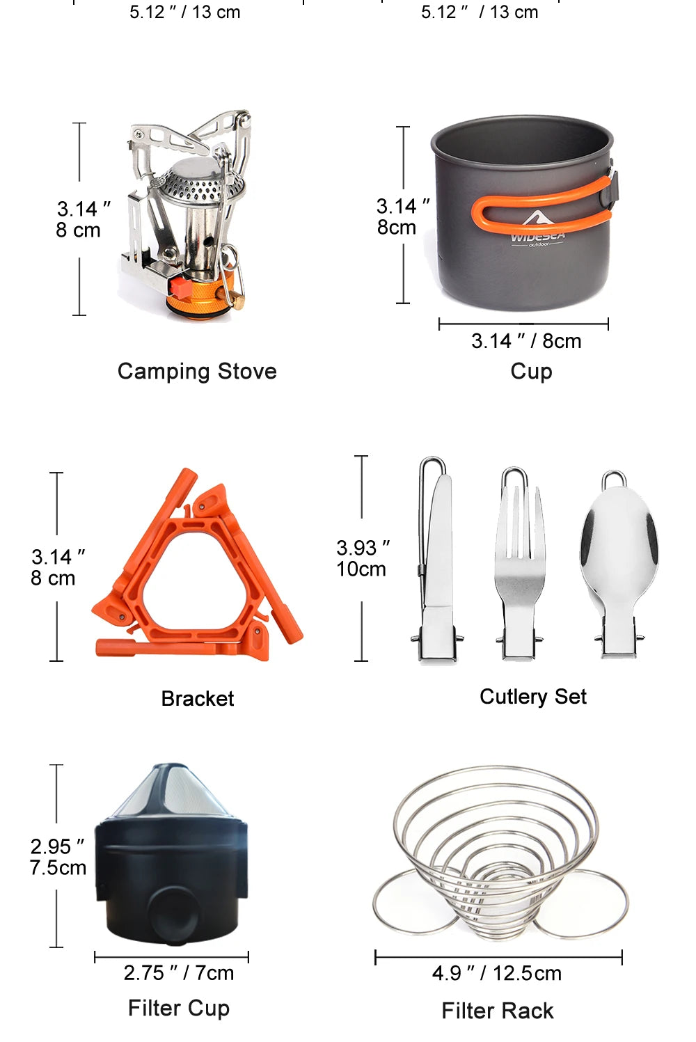 Camping Cookware Set Tableware Burner Stove Folding Knife Fork Portable Pot