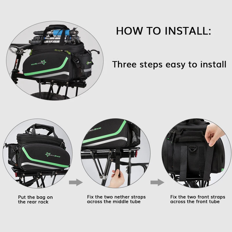 Carrier 3 In 1 Bicycle Trunk Bags Waterproof MTB Road Cycling 35L Travel Luggage Cargo Bags