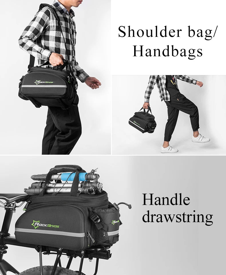 Carrier 3 In 1 Bicycle Trunk Bags Waterproof MTB Road Cycling 35L Travel Luggage Cargo Bags