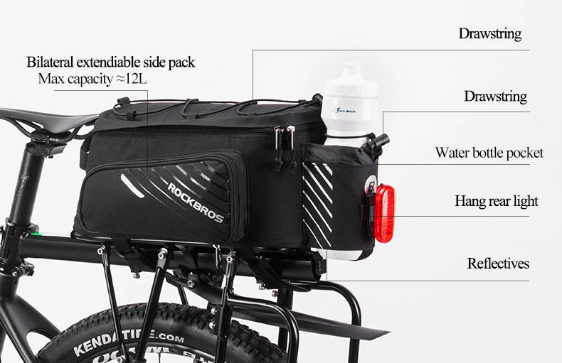 Carrier 3 In 1 Bicycle Trunk Bags Waterproof MTB Road Cycling 35L Travel Luggage Cargo Bags