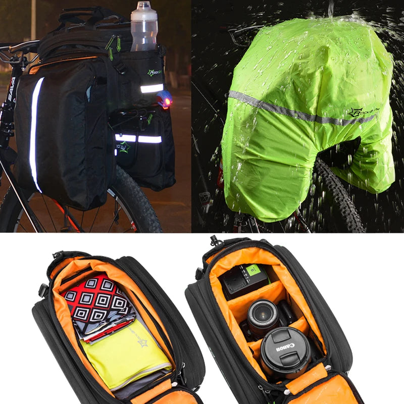 Carrier 3 In 1 Bicycle Trunk Bags Waterproof MTB Road Cycling 35L Travel Luggage Cargo Bags