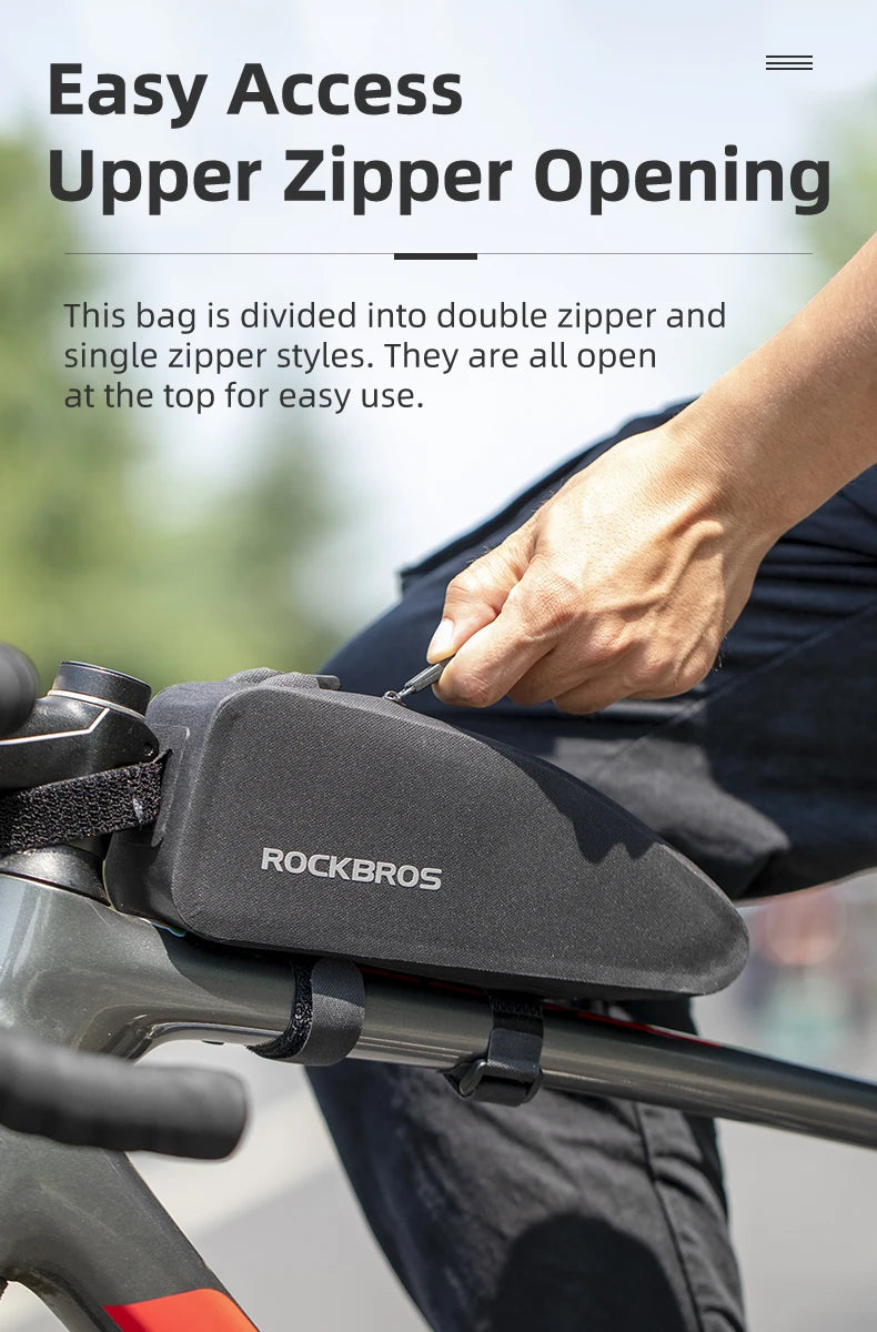 Bicycle Bag Waterproof Cycling Top Front Tube Frame  Large MTB Road Bicycle  Black