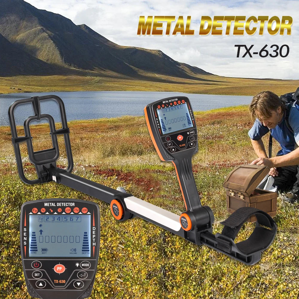 TX-630 Foldable Metal Detector Professional Wtrproof, Adjust, Fold Metal Detectors Accuracy Light