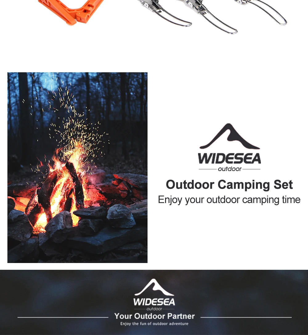 Camping Cookware Set Tableware Burner Stove Folding Knife Fork Portable Pot