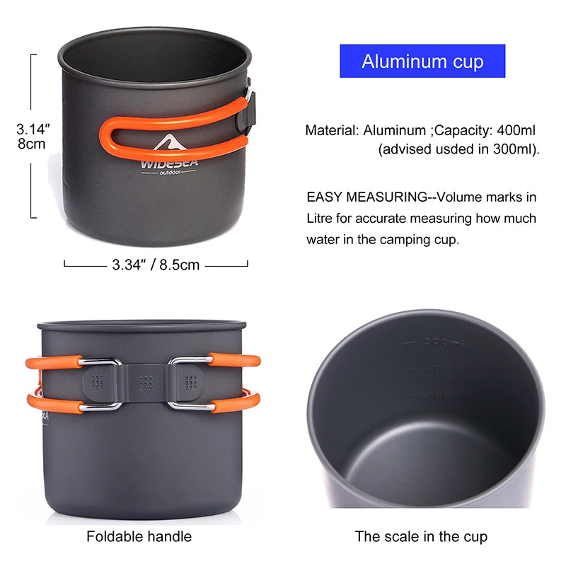 Camping Cookware Set Tableware Burner Stove Folding Knife Fork Portable Pot