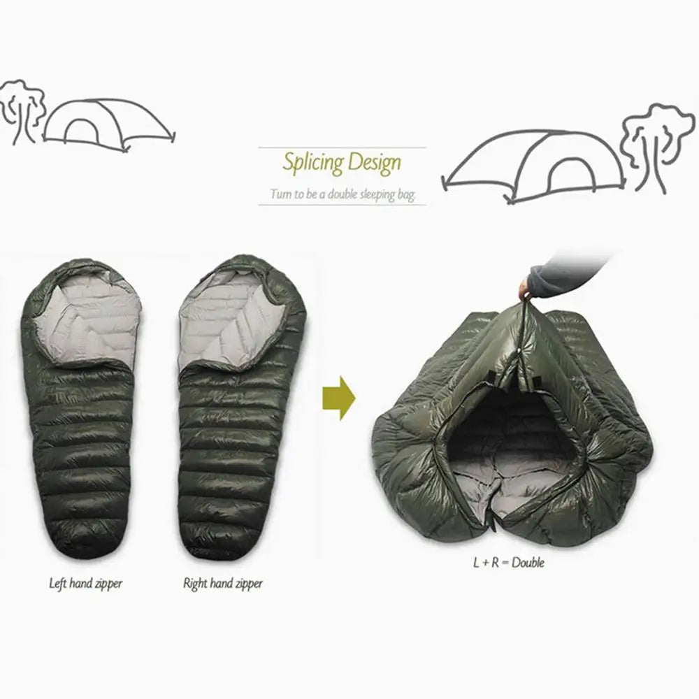 Winter-Ready Outdoor Down Sleeping Bag - Waterproof, Warm & Ideal for Camping and Travel