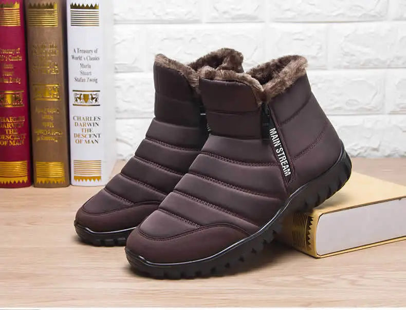 Men's sneakers Warm Cotton Zipper Snow Ankle Boots, Waterproof Snow Boots free shiping shoe