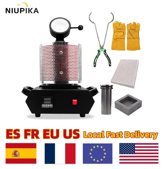 3KG Digital Gold Melting Furnace Machine Oil Groove Brick 2100W Refining Precious Metal