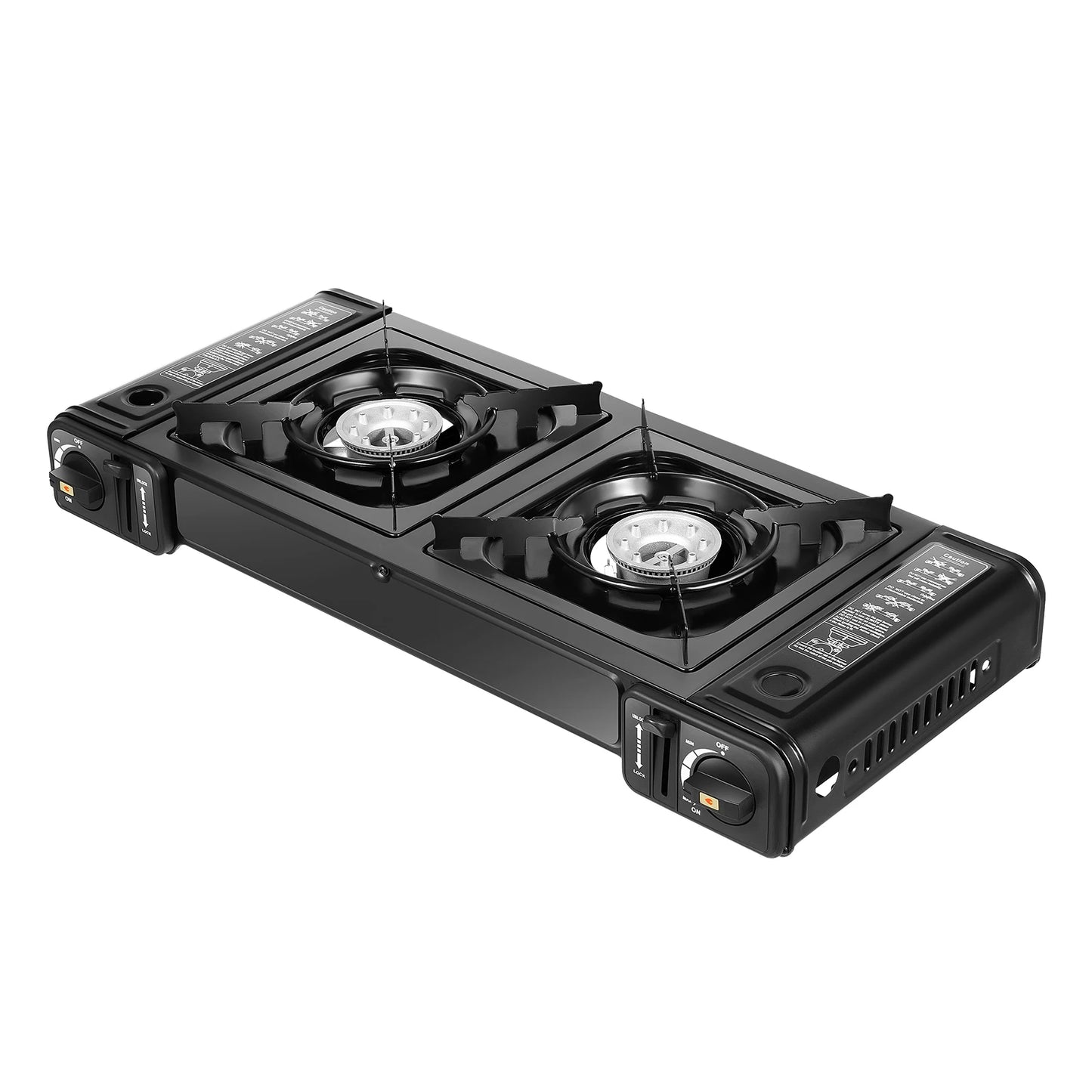 Camping Stove Dual Burner W/Grill Tray & Storage Case Portable Outdoor Cooking ,Picnic BBQ Hiking