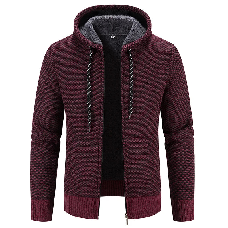 Male Knitted Casual Jackets, Hood Men's Sweater Coat Y2K Baseball Jumpers Jersey Top Clothing