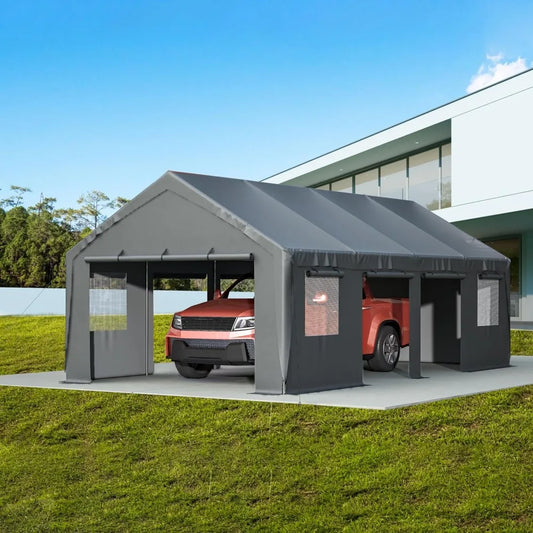 Carport 13'x25'x10' Heavy Duty, Roll-up Sidewall,Ventilated Windows, Portable for Car, SUV, Boat