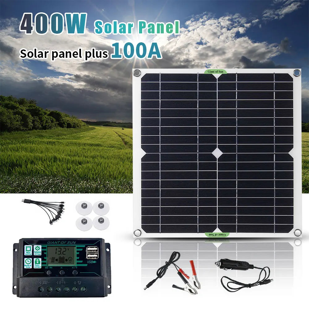 400W High-Efficiency Flexible Solar Panel 12V Solar Panel Battery Charging ControllerInverterHome