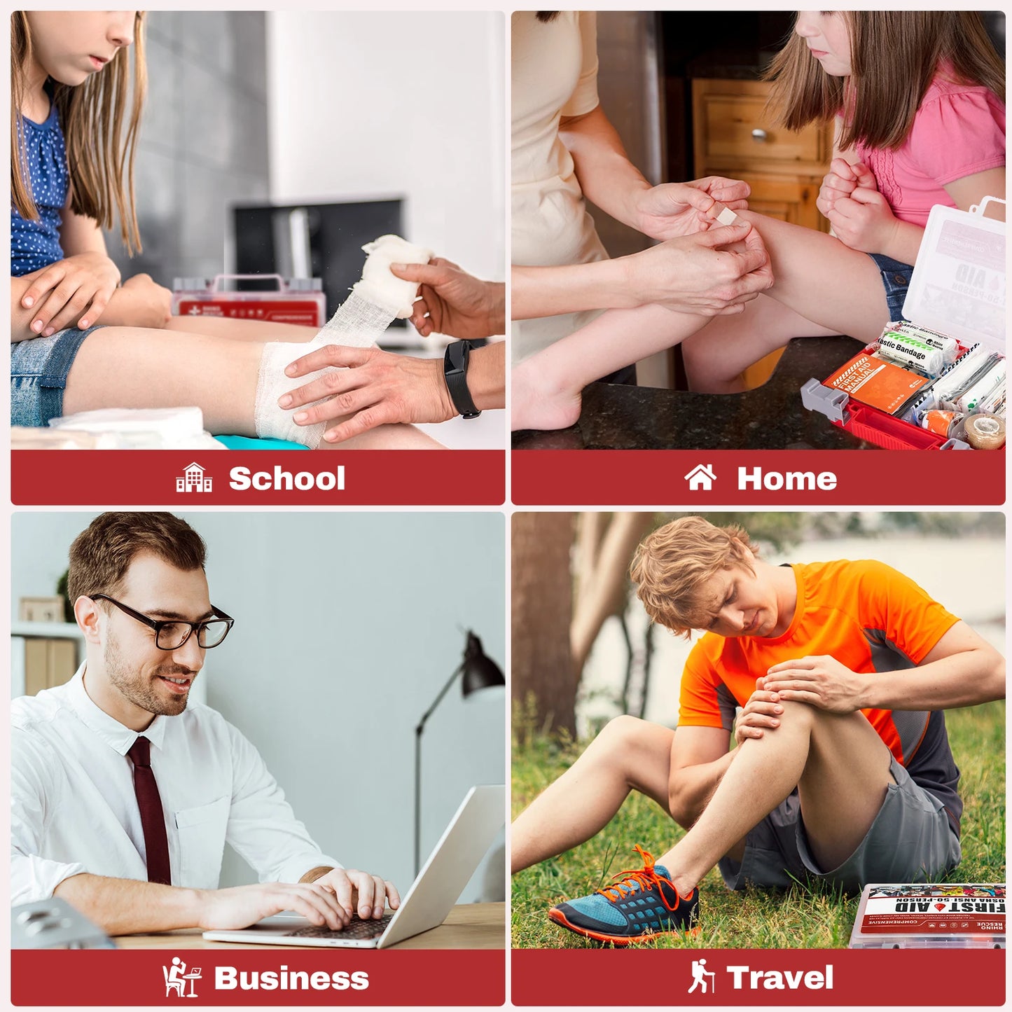 Rhino full-featured first aid kit, home/office emergency medical supplies, car, outdoor, travel