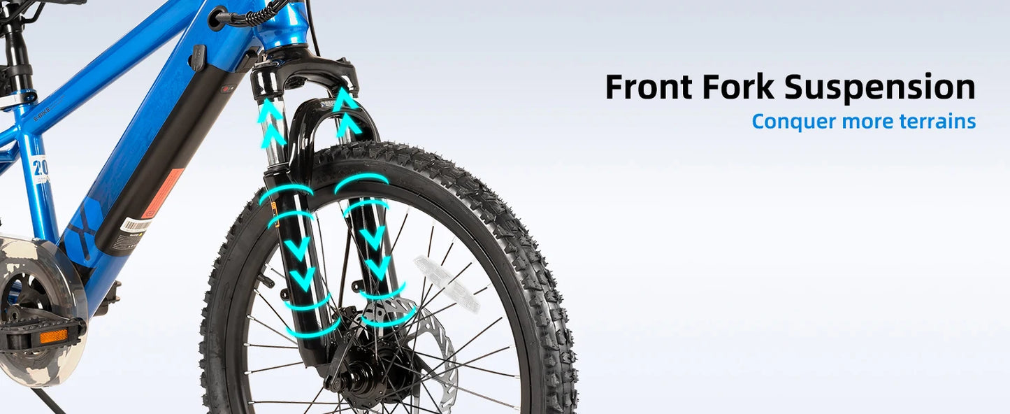 Electric Bike,  Kids Teens Ages 7+, 250W Motor, 15 Miles 15MPH Electric Mountain Bicycle Safe Mini