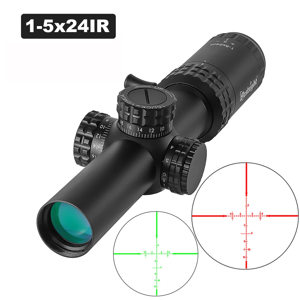 1-5X24 Tactical Optical Rifle Scope Red and Green Illuminated Reticle HScope Ar15 Sight
