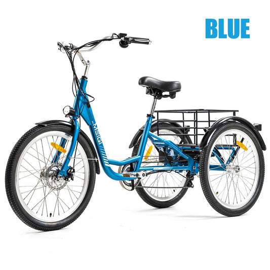 3 Wheel Electric Cargo Tricycle, Powerful Strong 750W Peak Motor 36V 24 Inch Tire Men or Women