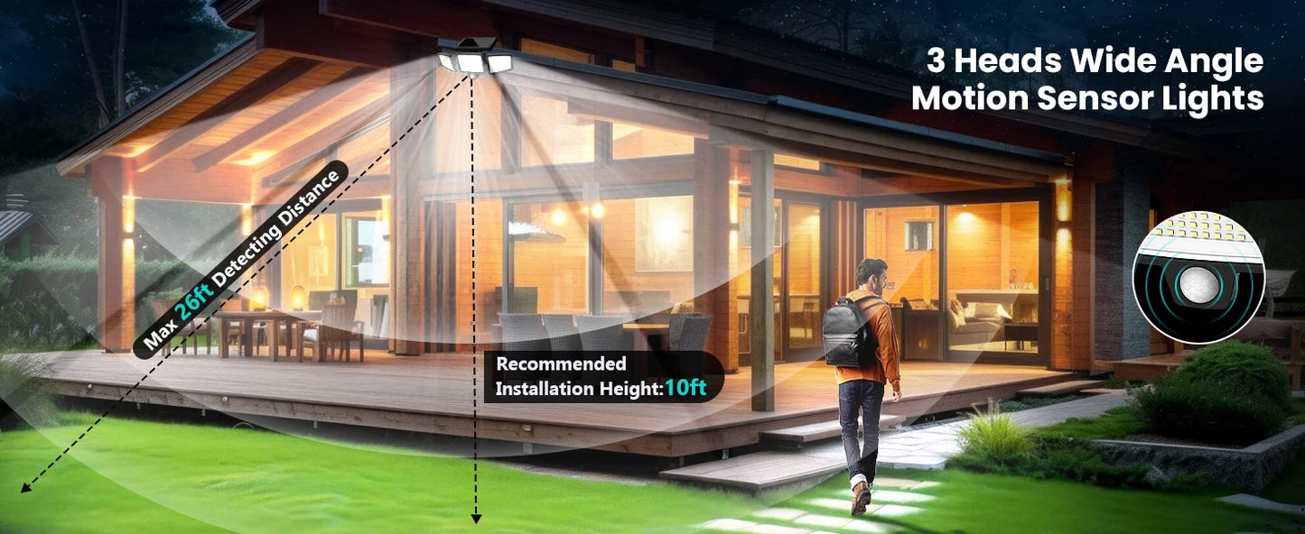 3Pack Outdoor Solar Lights, 210LED 2500LM Motion Sensor Security Lights, IP65 Waterproof