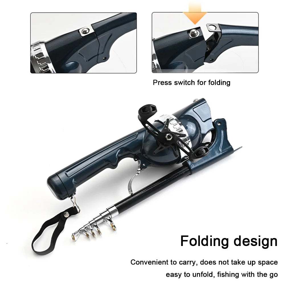 Folding Fishing Rod Telescopic, Reel Line Sea Pole Carbon Fiber for Outdoor Fishing