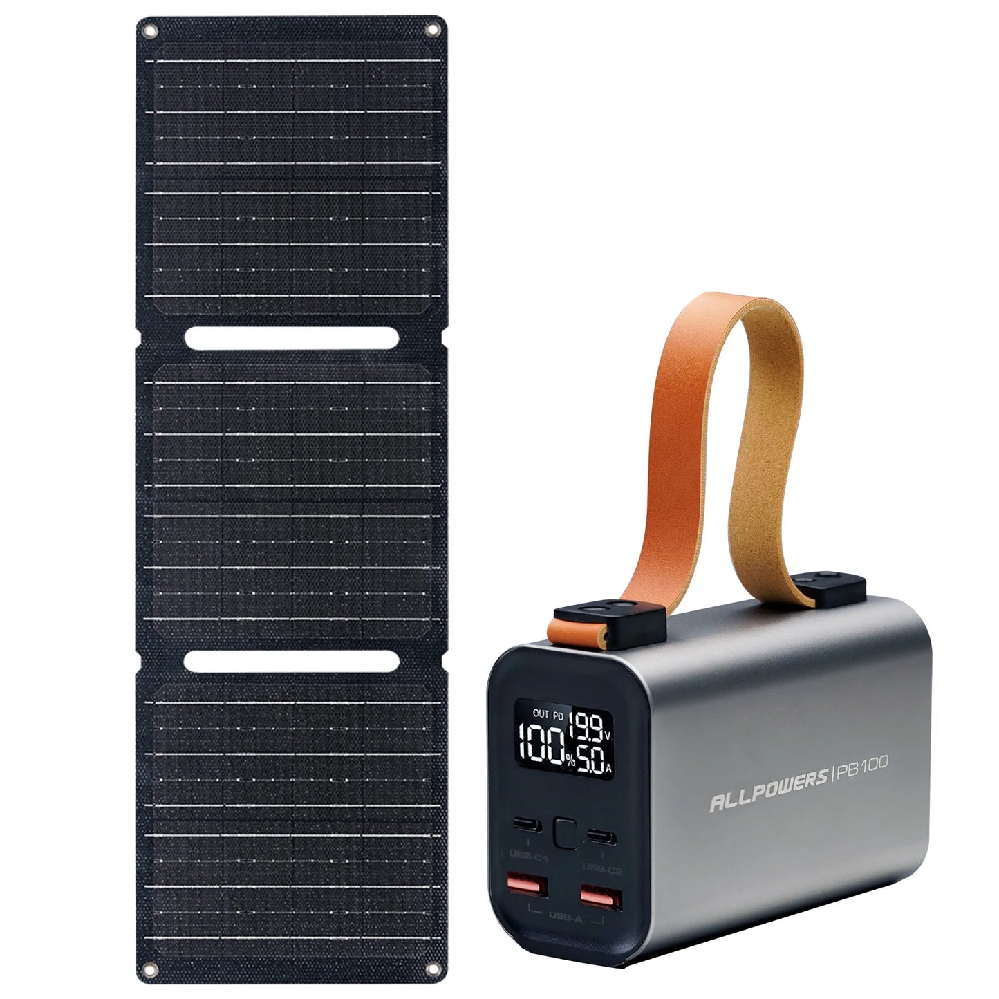Power Bank PB 100W Fast Charging ,21W Solar Panel Portable Battery Charger For Laptop Phone