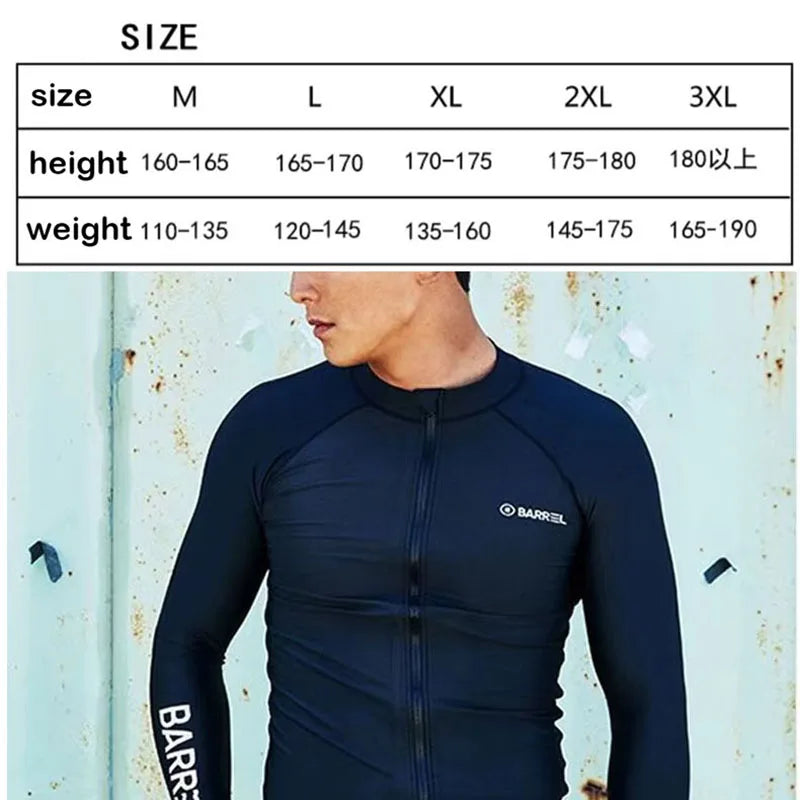 Oulylan Men Swimsuit Diving Suit Long Sleeve Quick Drying Wetsuit Summer Sun Protection Training