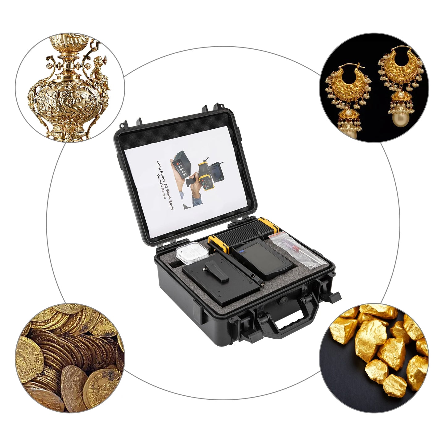 Metal Detector Gold Finder Underground Scanner High Definition Screen Gold Silver Copper AC100‑240V
