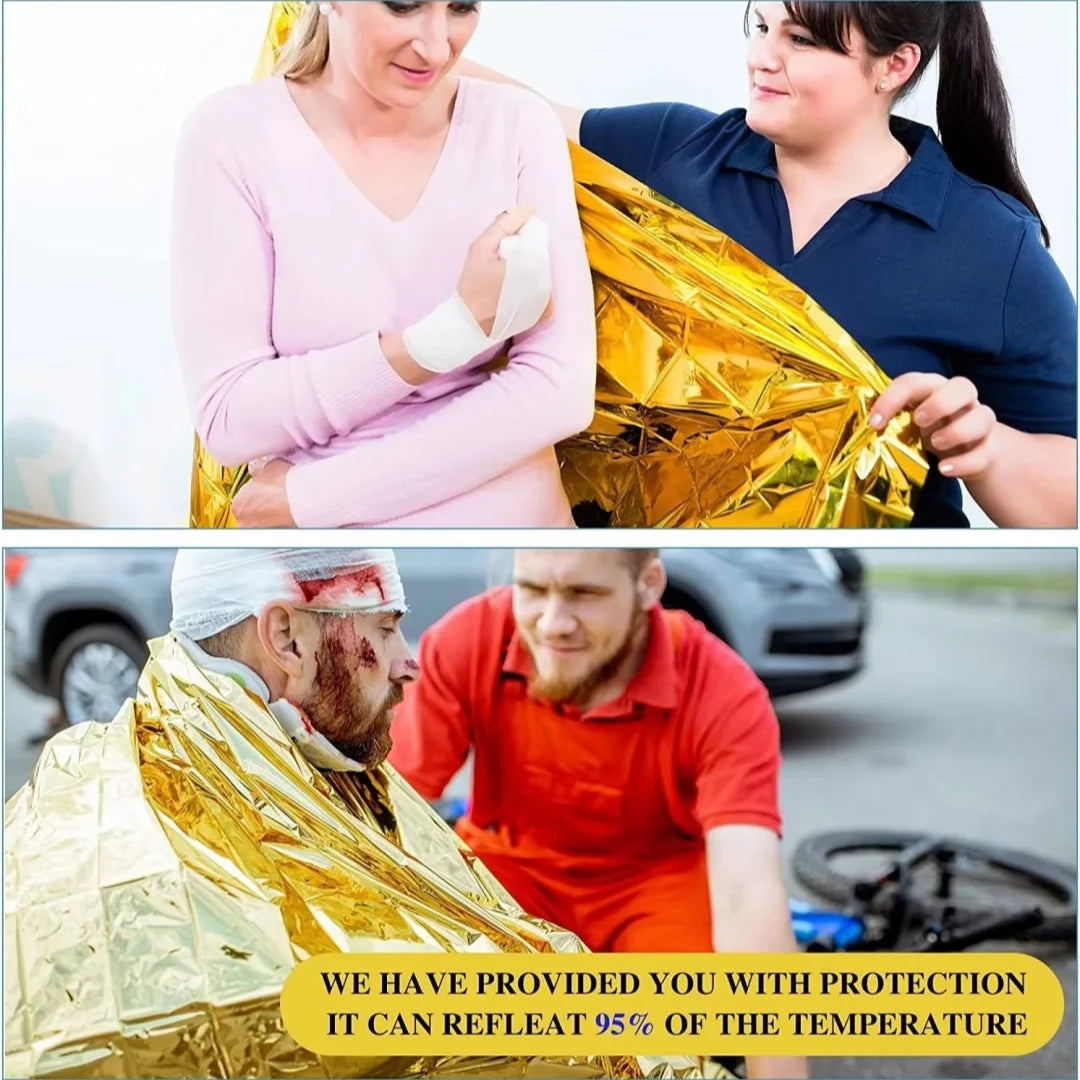 15-1Pcs Emergency Thermal Blanket Waterproof Windproof Sunshade Rescue Blanket survive Mat Pad