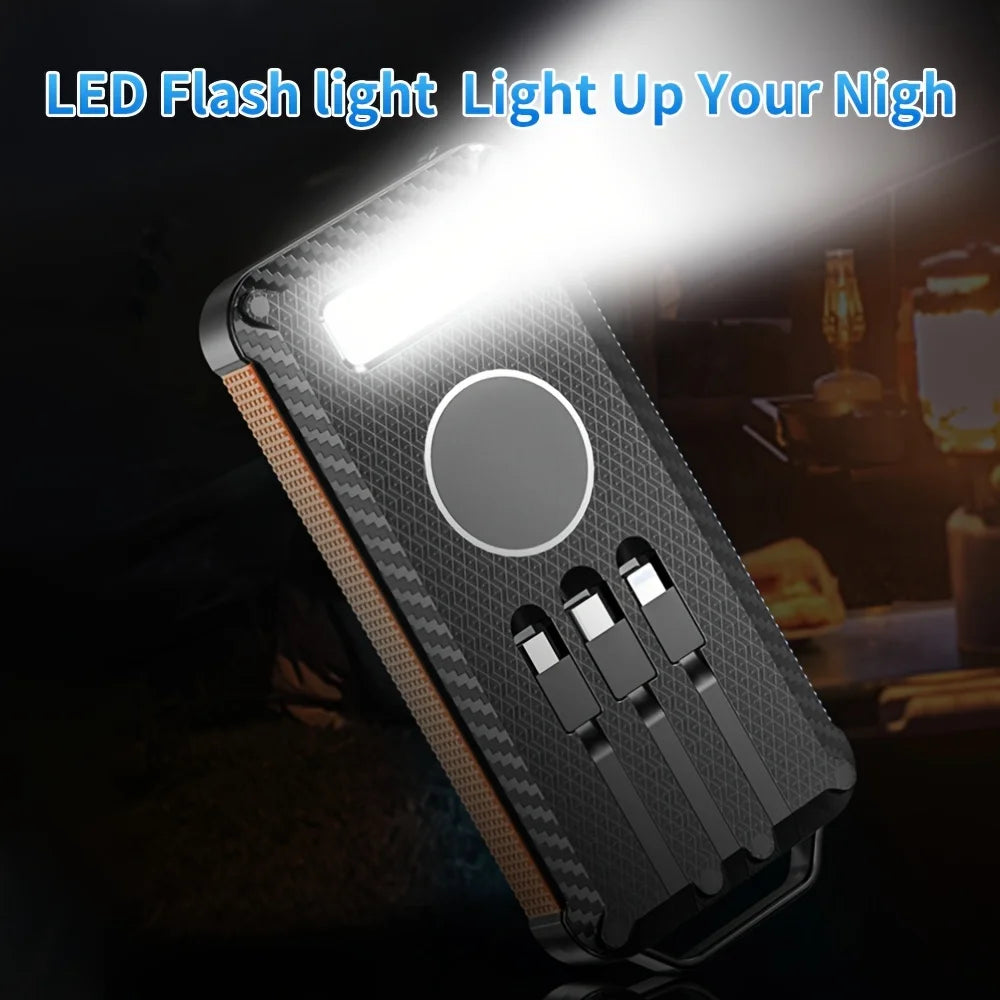 10000mAh power bank portable,solar power,Bring your own charging cable and a lighting lamp