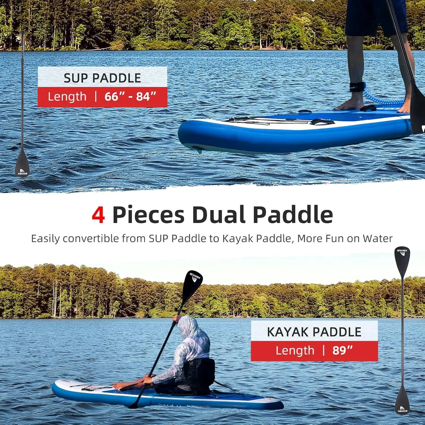 Inflatable SUP, Wide 10'6" x 31"/34" x 10'6" iSUP, Blue with Adjustable SUP  Paddle