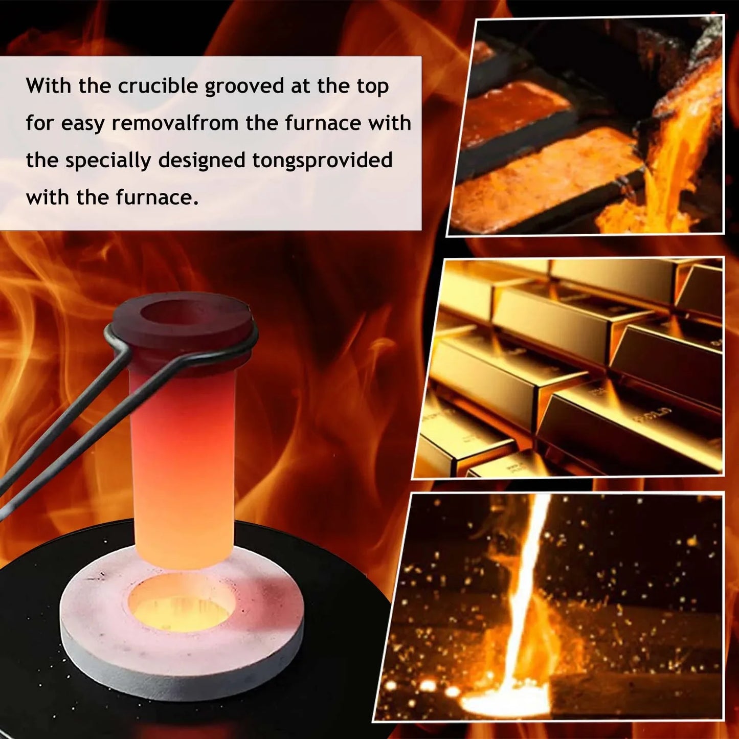 3KG Digital Gold Melting Furnace Machine Oil Groove Brick 2100W Refining Precious Metal