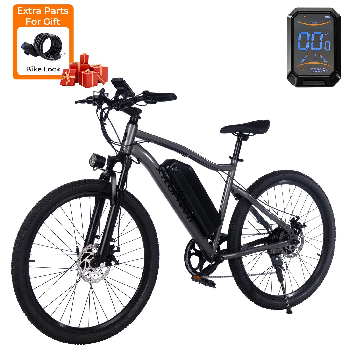 E-Bike 26" Peak 750W 20Mph 7-Speed Front Suspension With Break Lcd Display Electric Bicycle, Adult