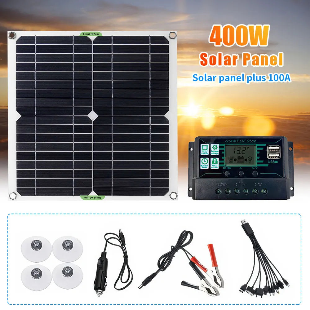 400W High-Efficiency Flexible Solar Panel 12V Solar Panel Battery Charging ControllerInverterHome