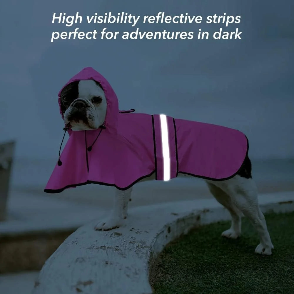 Waterproof Lightweight Dog Raincoat Reflective Adjustable Poncho Hooded Rain Gear Small Medium