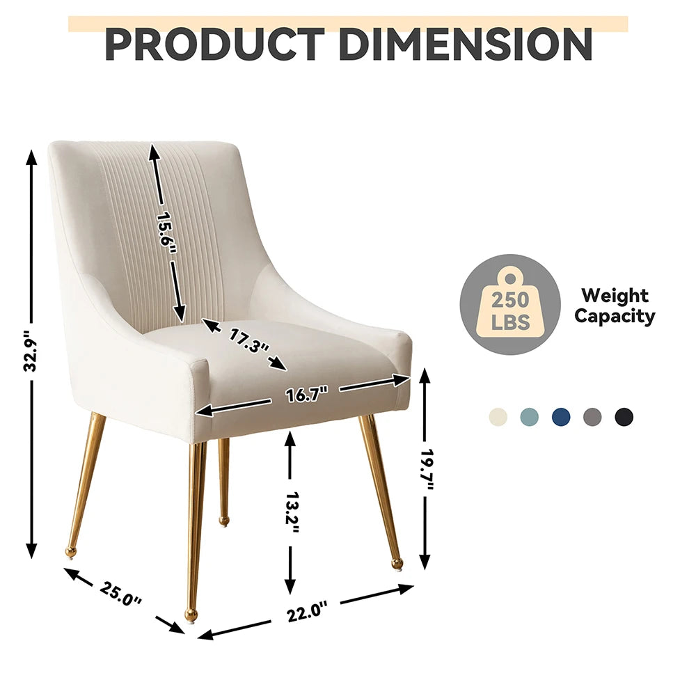 Modern Velvet 6 Dining Chairs, Upholstered Barrel Pleated Side Accent Chair for Bedroom,Living Room