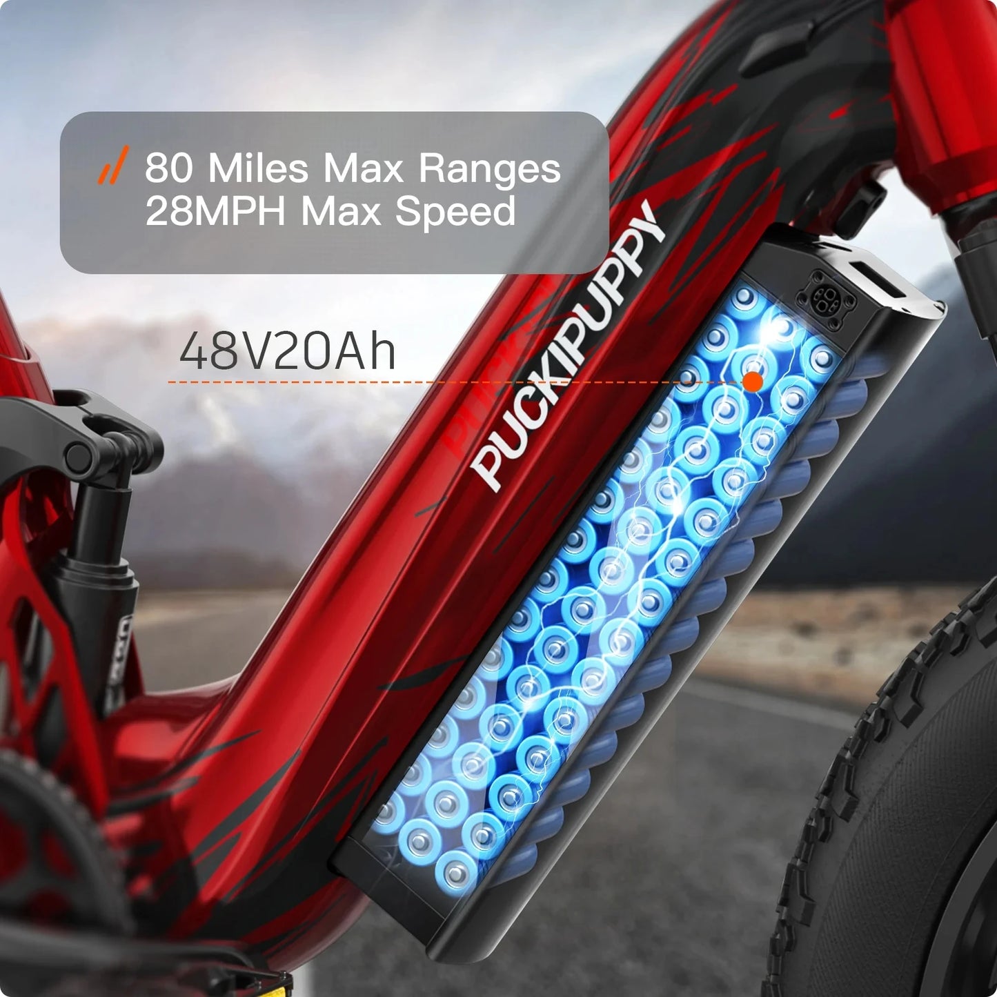 PUCKIPUPPY Corgi E-Bike Mountain20'' Fat Tire 960W 48V 20Ah Full Suspension, 2-Year Warranty