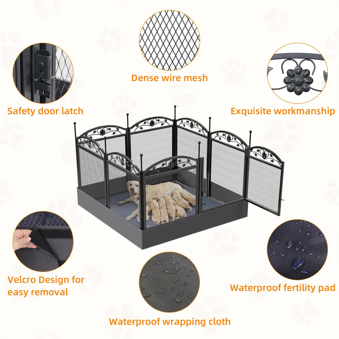 8 Panels, Heavy Duty Dog Playpen Outdoor Indoor Metal Fence,Waterproof Fertility Pad