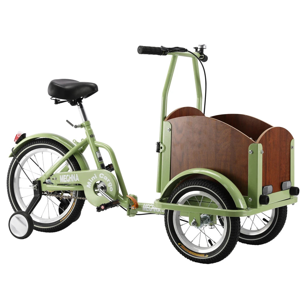 Foldable Tricycle for Kids Ages 6-12 Cargo Bike Pet Bike Reverse Tricycle  Parent-Child Bike