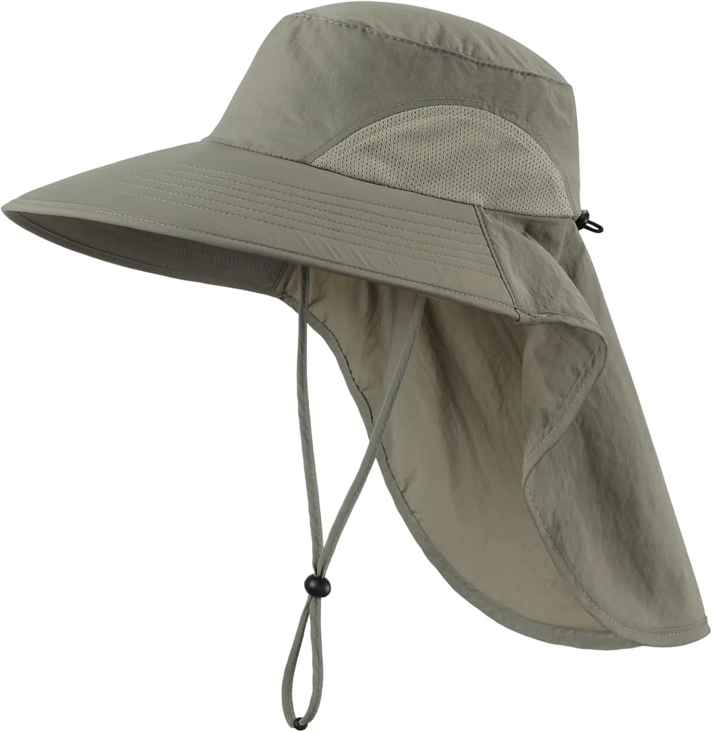 Outdoor UPF50+ Sun Hat Wide Brim Mesh Fishing Hat with Neck Flap