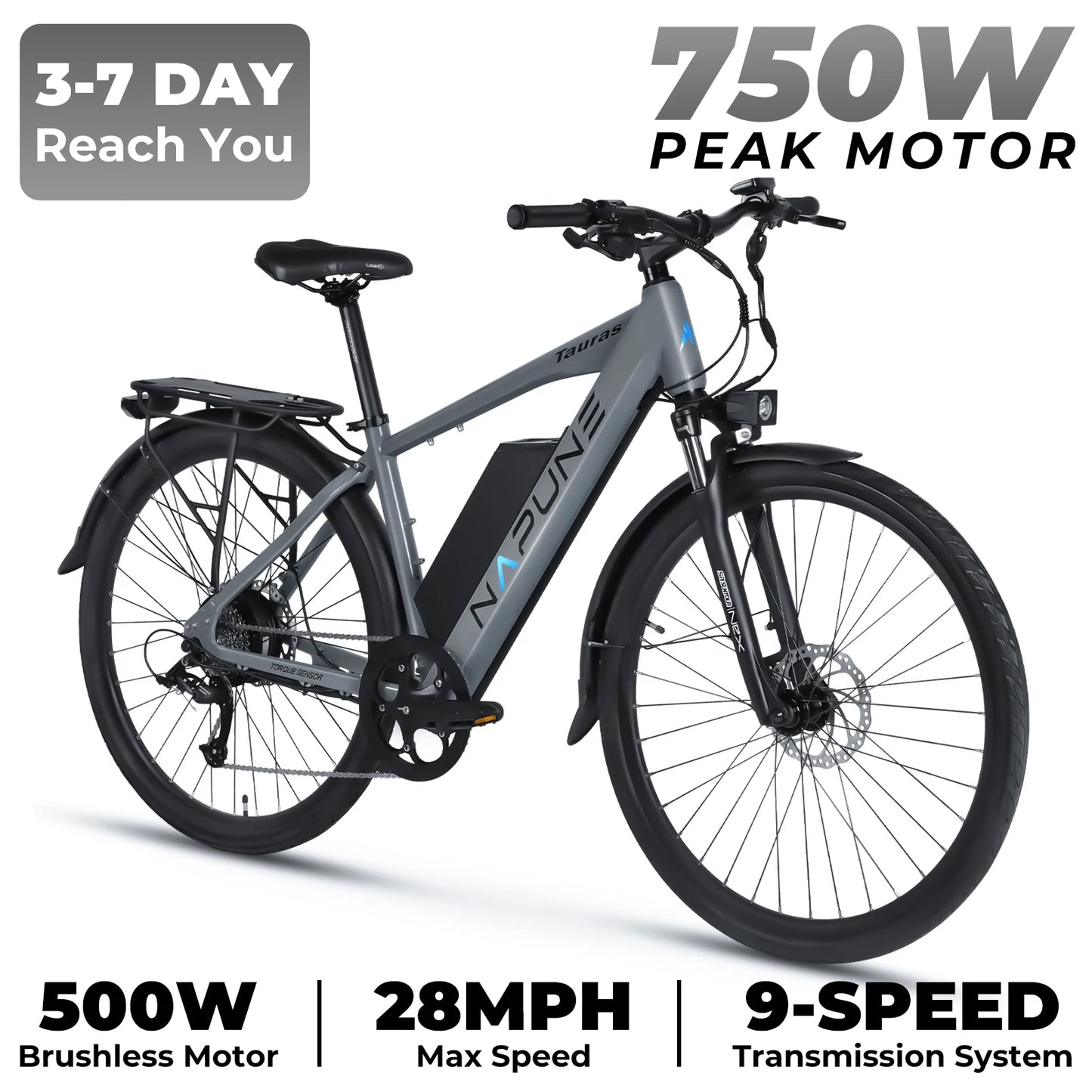 E-Bike 26" Peak 750W 20Mph 7-Speed Front Suspension With Break Lcd Display Electric Bicycle, Adult