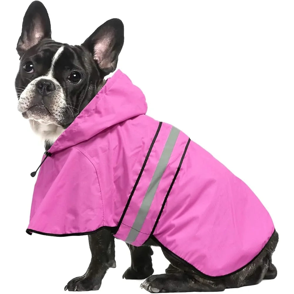 Waterproof Lightweight Dog Raincoat Reflective Adjustable Poncho Hooded Rain Gear Small Medium