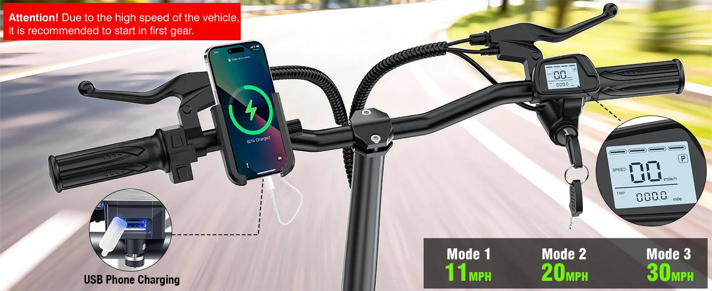 E-Bike, 500W48V15AH, 30MPH 14 inch E-Bike, 500lbs Load-bearing Multiple Shock Absorbers, Basket