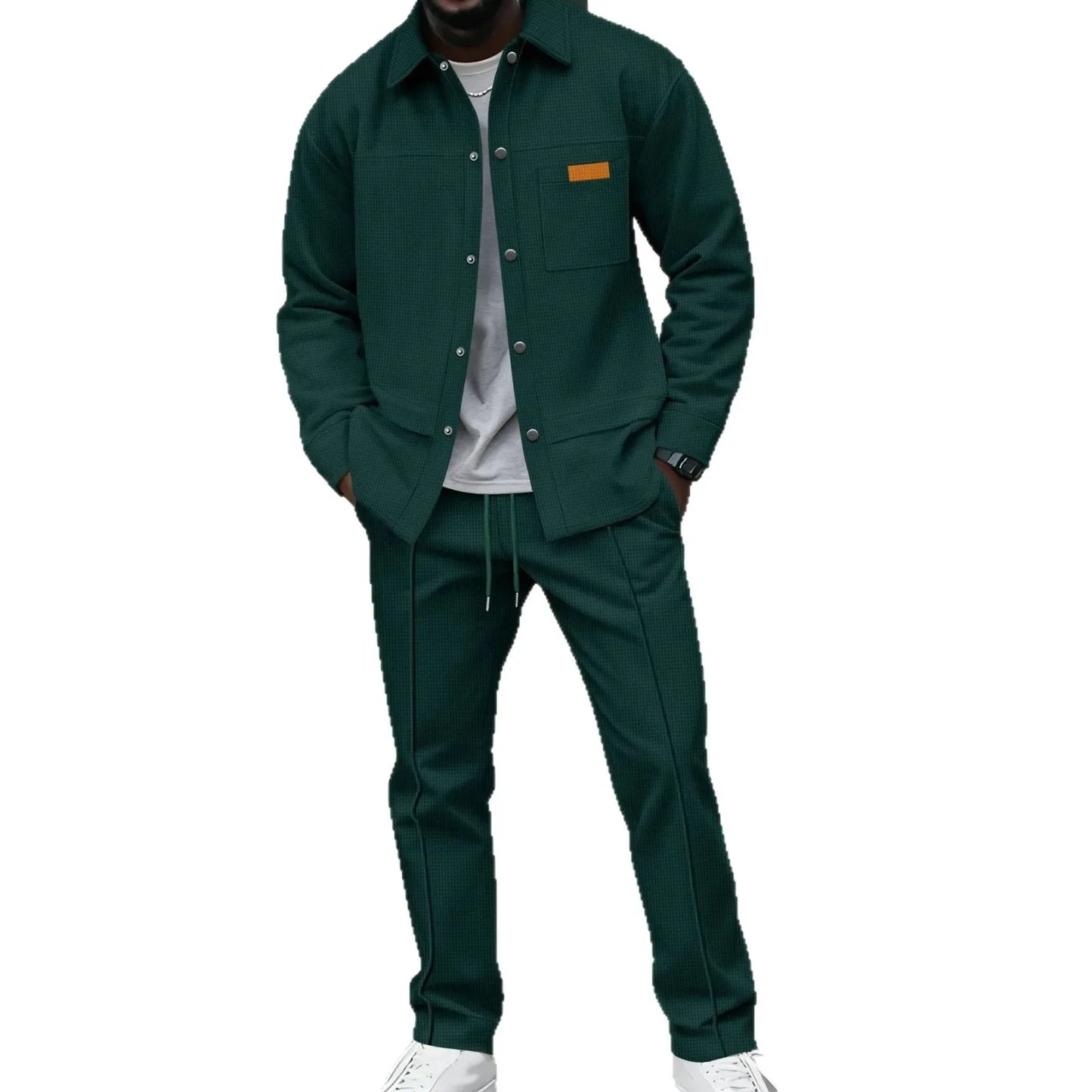 Luxury Men's Casual Flight Jacket Autumn Winter Two-Piece Set Cotton Blend Fiber Long Sleeve