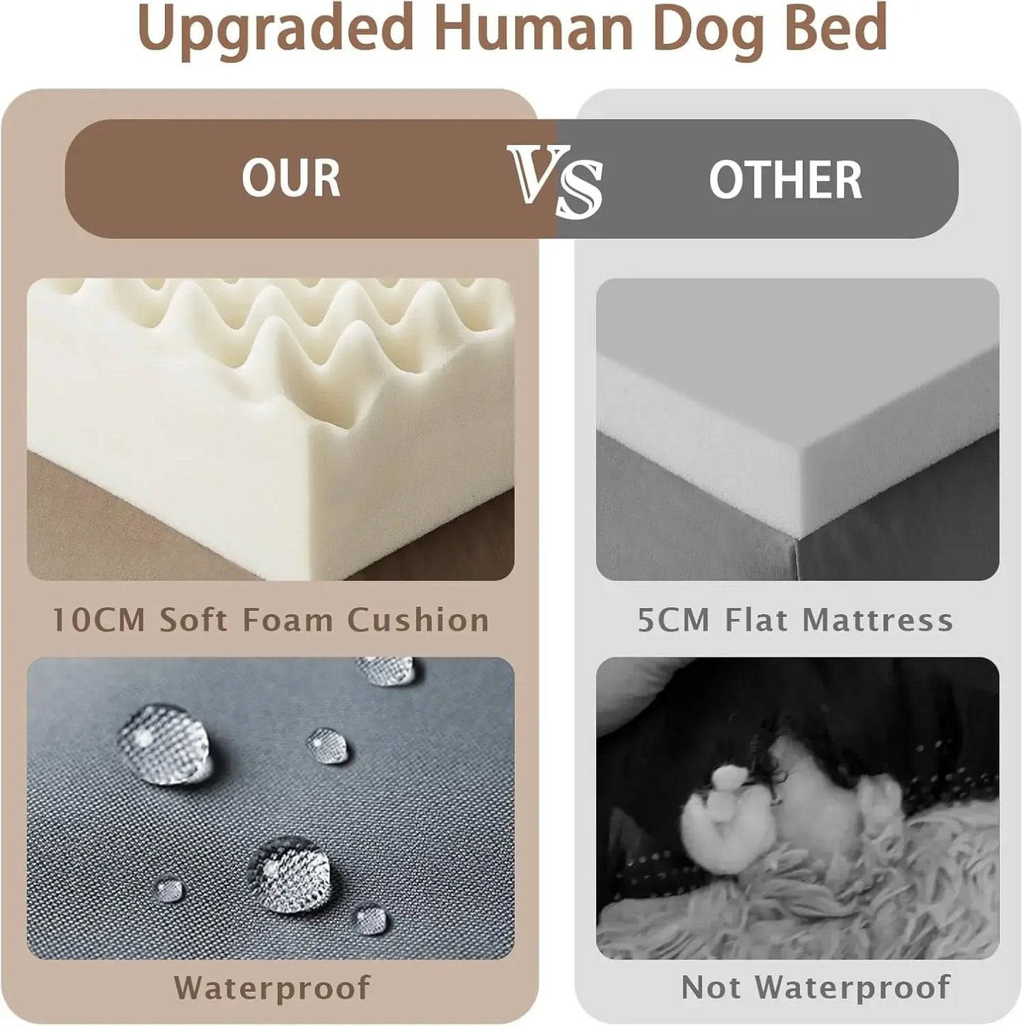 Human Dog Bed,71''x45''x12''Size, Adult and Pet Washable 10 CM Thick Memory Foam Large Oversize