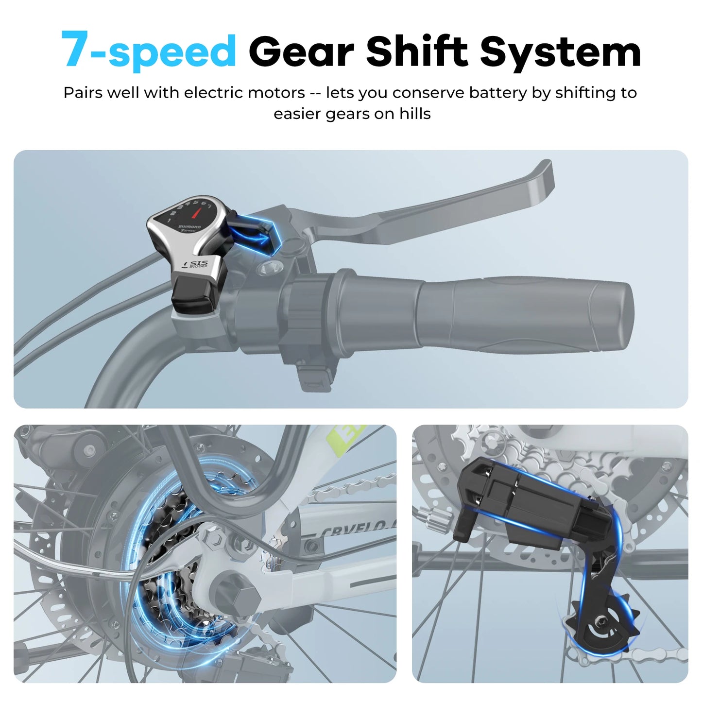 1000 Peak E-Bike for Adults,up 80 Miles Removable Battery,26" , 7-Speed,Adult back cargo rack
