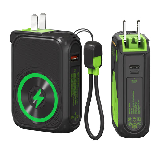 Fast Charging 10000mAh Magnetic Wireless Power Bank USB Type-C Detachable Data Cable Phone Holder